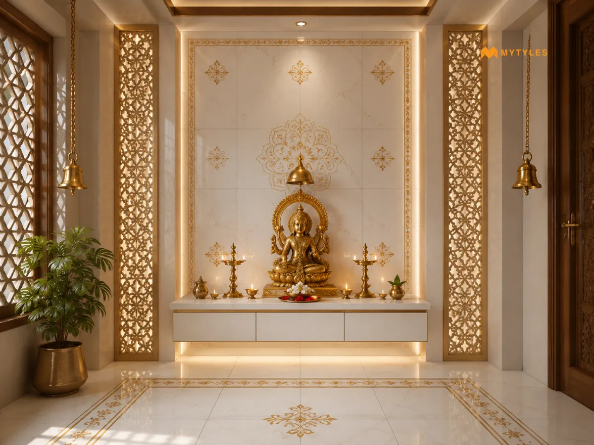 White and Gold Tiles for a Regal Touch